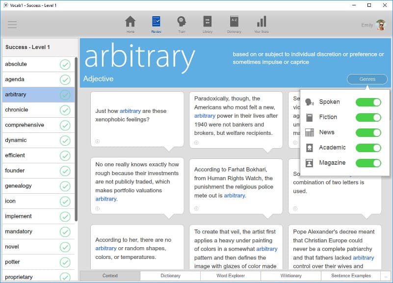 Vocab1 Screenshots - Multiple Genres