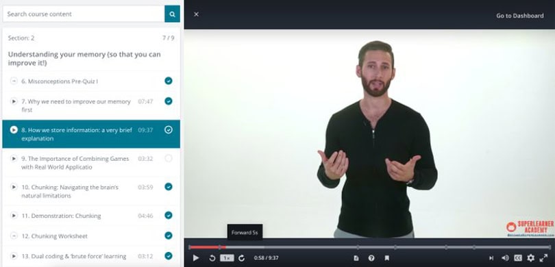 become-a-superlearner-screenshot with user interface of the curriculum