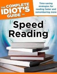 illustrated book cover with title and author name for idiot's guide to speed reading