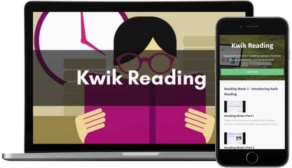 showing user interface screen of kwik-reading-program-screenshot