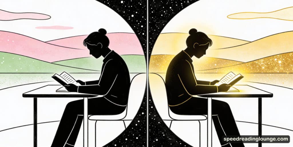 Theory of mood illustration: split mirror environment showing state-dependent learning and emotional memory congruence