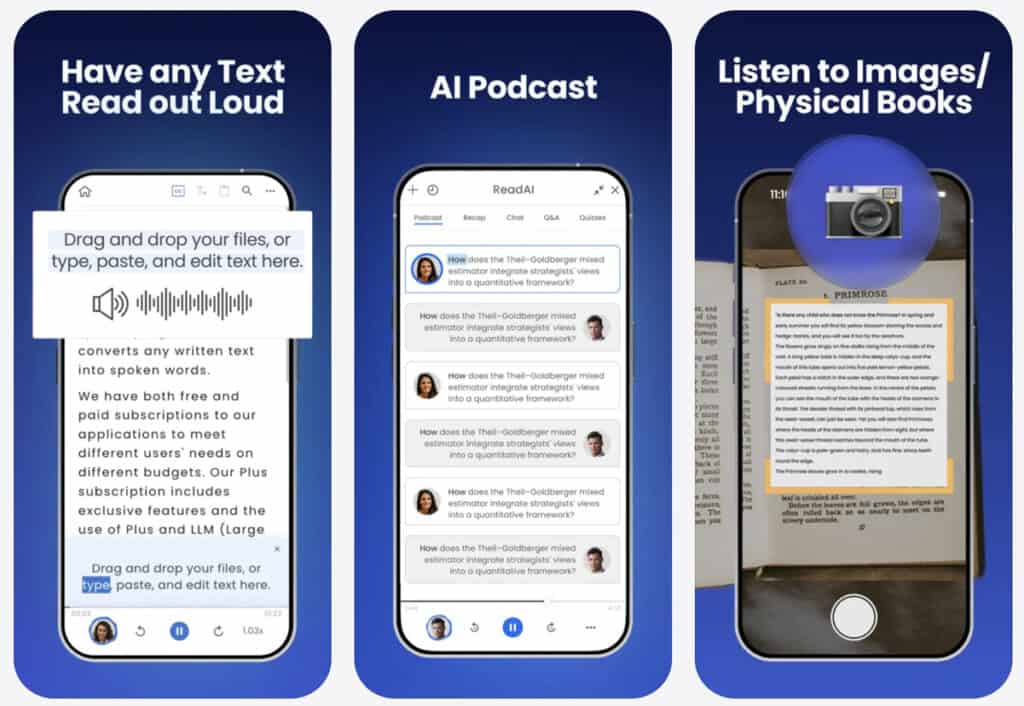 user interface of reading aloud features of naturalreader-audio-aloud-iphone