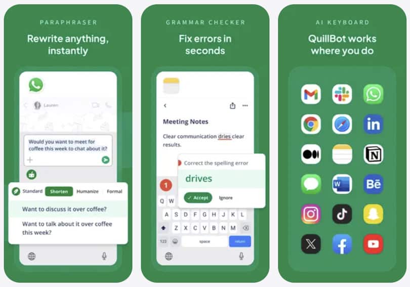 quillbot-iphone-app-with visuals of paraphraser-ai