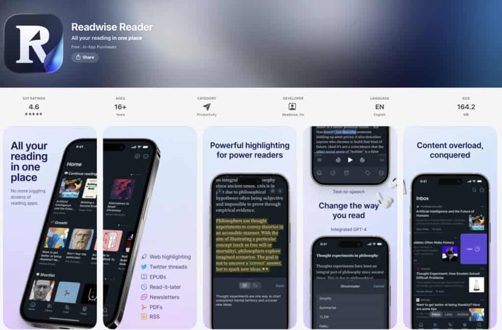 readwise-reader-review-app-store with visuals