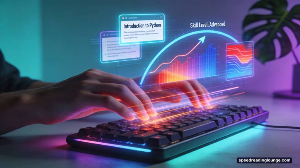 hands flying over a keyboard symbolizing Top typing software roundup featuring AI typing tutors, traditional programs, and free typing lessons with ratings comparison