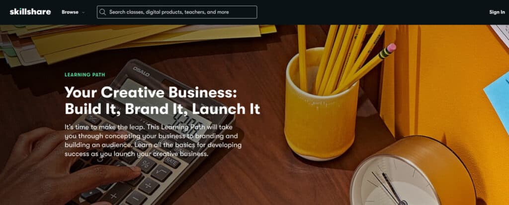 a skillshare class course page image of Your Creative Business