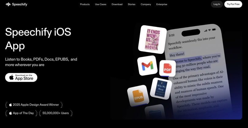 ux interface of speechify-ios-application-ux with features and examples