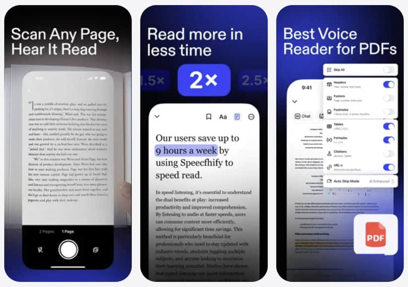 ux interface of speechify-iphone-app-ux-voice-reader with features and examples