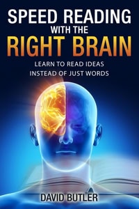illustrated book cover with title and author name for speed reading qith right brain