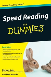 illustrated book cover with title and author name for speed reading for dummies