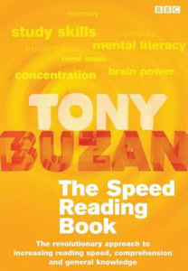 illustrated book cover with title and author name for the speed reading book - tony buzan
