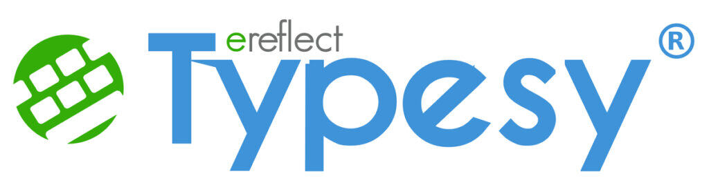typesy interface on grey background with logo and ereflect branding