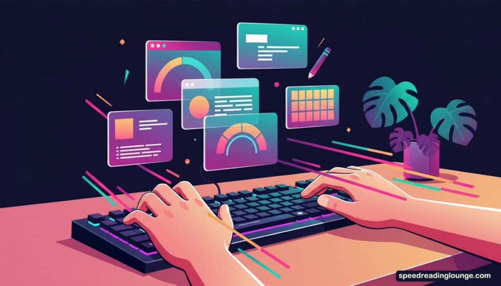 Brain connection between touch typing and speed reading showing shared neural pathways for faster learning and comprehension